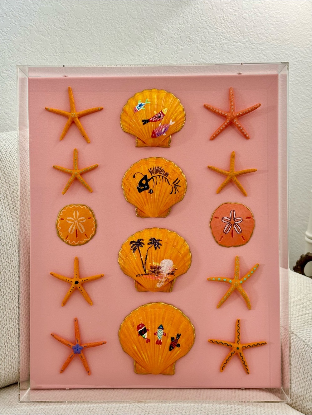 She Shells Art - Hand-Painted Seashell Art on Canvas - Miami Vibes